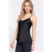 DOUBLE V NECK SATIN CAMI TOP