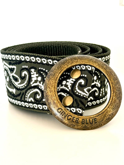 Paisley Belt in Forest Green