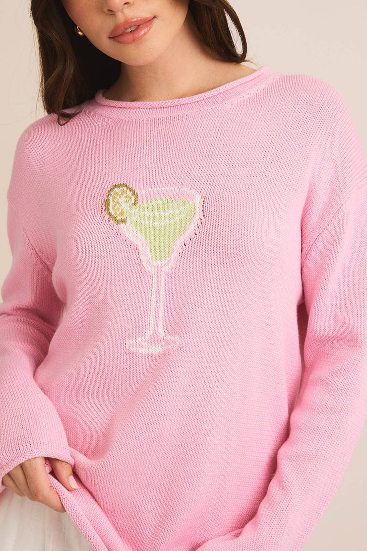 ROUND NECK LONG SLEEVE "MARGARITA" GRAPHIC SWEATER