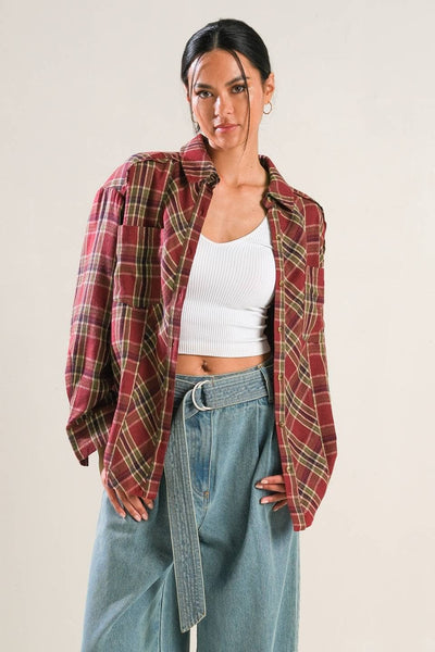 Flannel woven top