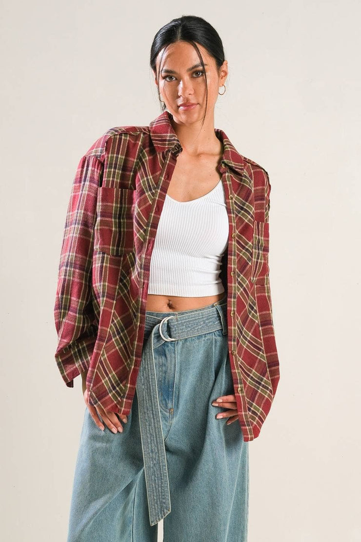 Flannel woven top