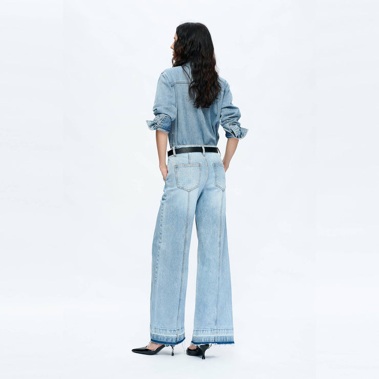MID RISE WIDE LEG JEANS WITH RAW HEM BYW8167