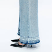MID RISE WIDE LEG JEANS WITH RAW HEM BYW8167