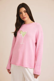 ROUND NECK LONG SLEEVE "MARGARITA" GRAPHIC SWEATER