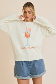 ROUND NECK LONG SLEEVE "COCKTAIL" LIGHT WEIGHT SWEATER