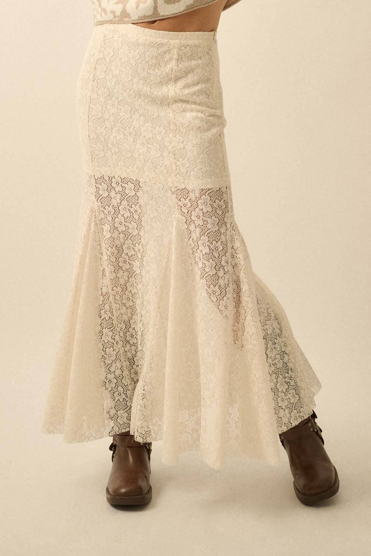 Posie Crochet Lace Fitted Mermaid Maxi Skirt
