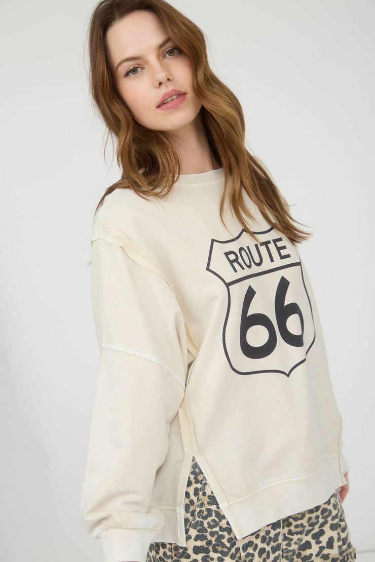 ROUTE 66 LONG SLEEVE KNIT TOP