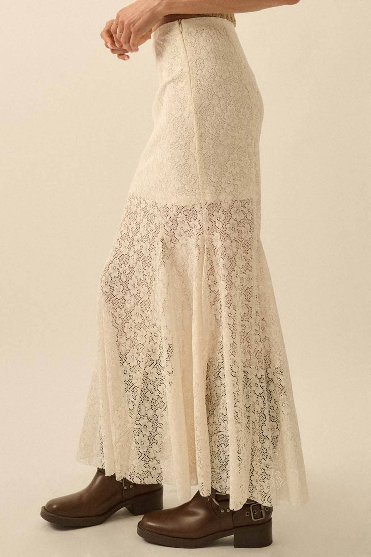 Posie Crochet Lace Fitted Mermaid Maxi Skirt