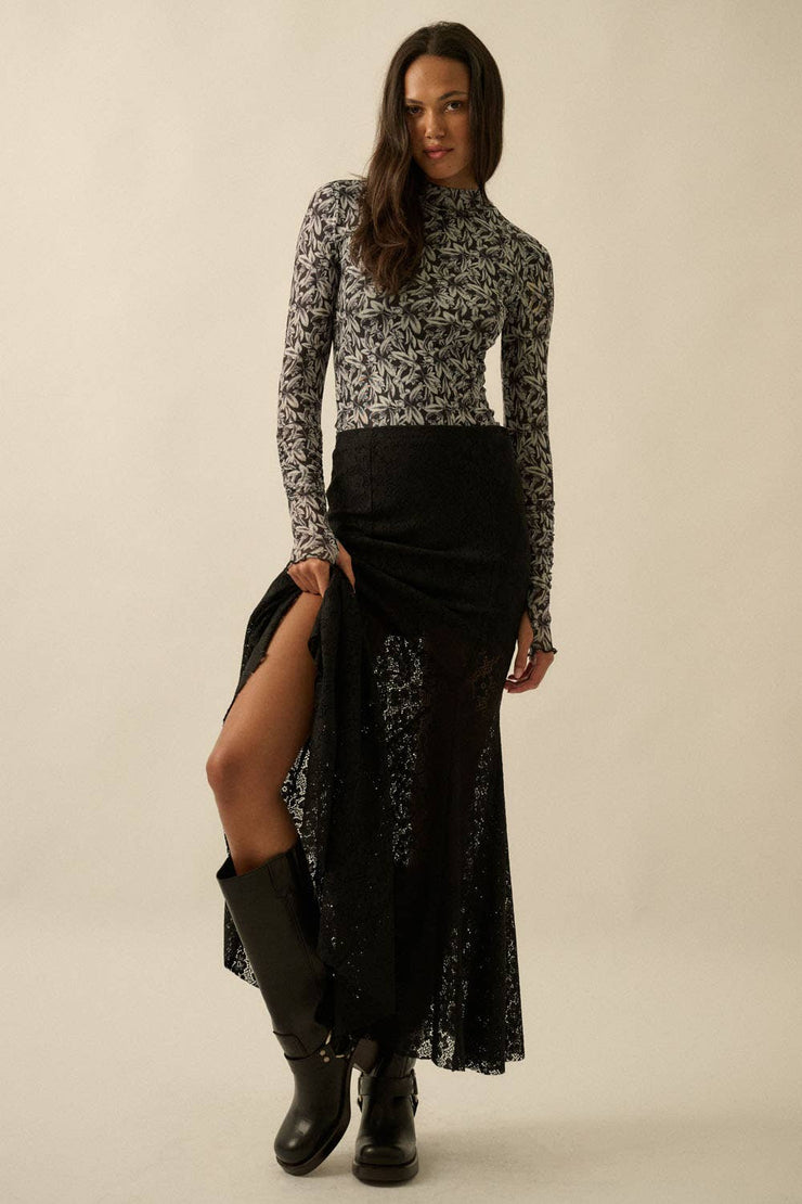 Posie Crochet Lace Fitted Mermaid Maxi Skirt