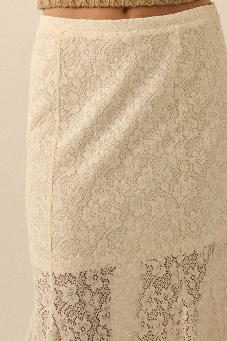 Posie Crochet Lace Fitted Mermaid Maxi Skirt