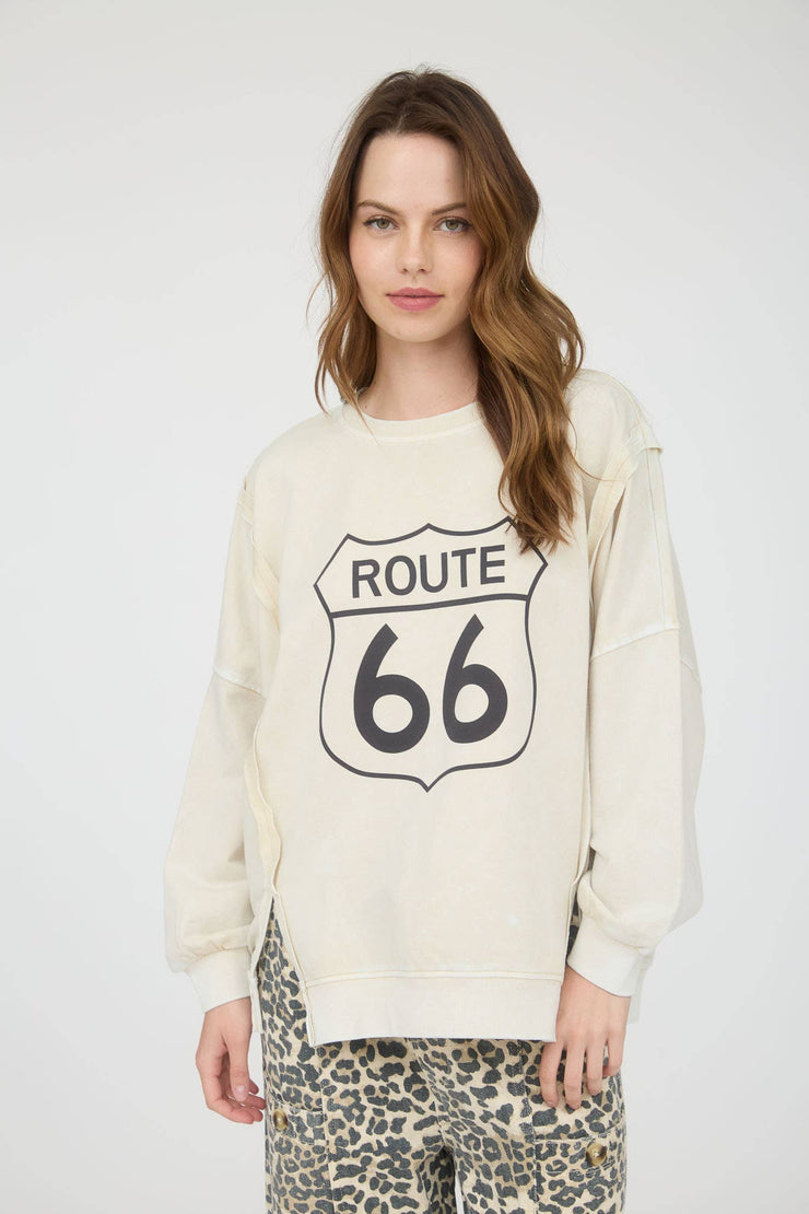 ROUTE 66 LONG SLEEVE KNIT TOP
