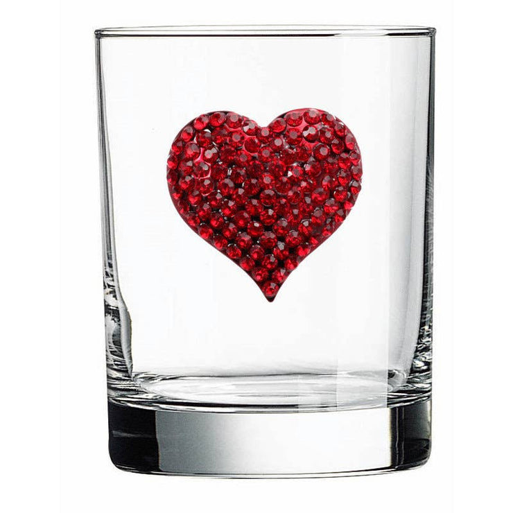 Red Heart Jeweled Double Old Fashioned Wine Glass