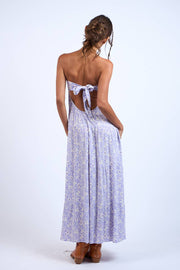 LIGHT PURPLE FLORAL OPEN BACK TIE TUBE MAXI DRESS