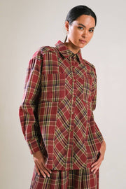 Flannel woven top
