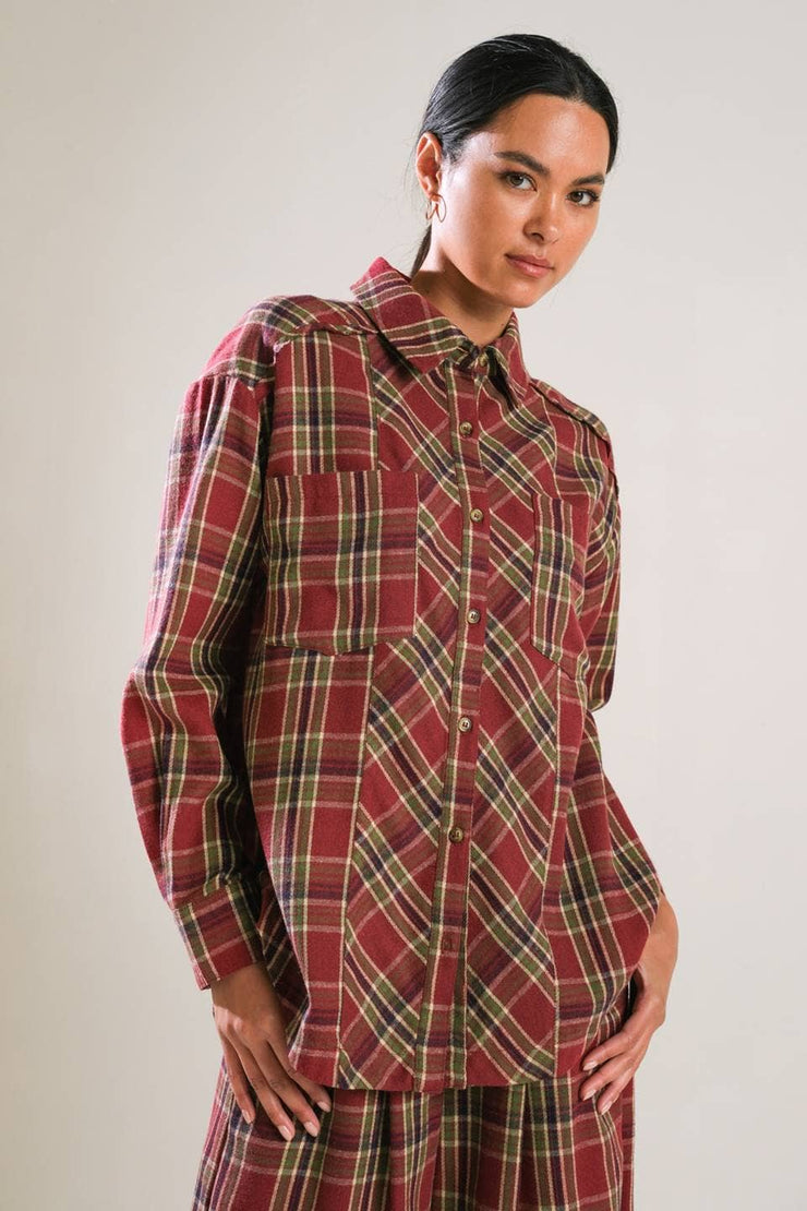 Flannel woven top