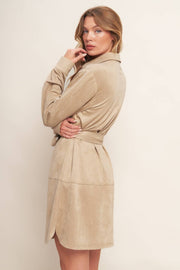 Melina Faux Suede Shirt mini dress