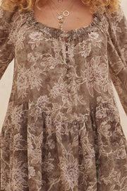 Willa Floral-Print Layered Ruffle Button-Up Romper