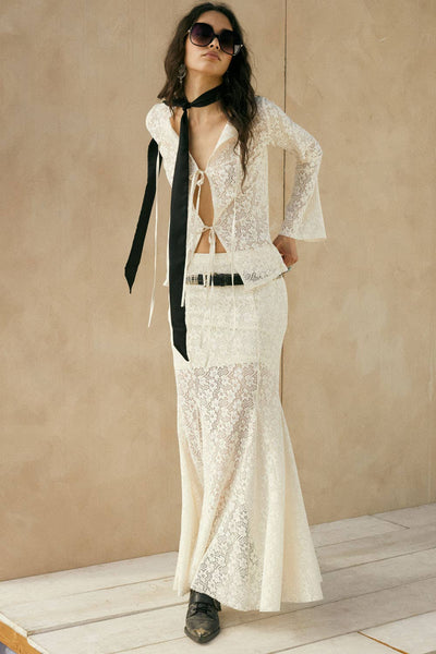 Posie Crochet Lace Fitted Mermaid Maxi Skirt