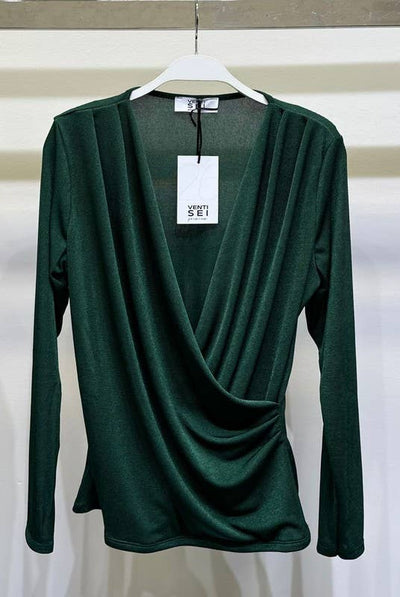 Chalene CROSS DRAPE FRONT LONG SLEEVE BLOUSE
