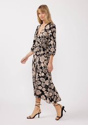 Ryan 3/4 Sleeve Wrap Midi Dress