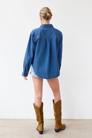 Darcie Denim Shacket with Embroidery