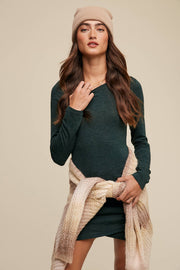 Cozy Ribbed Long Sleeve Knit Mini Dress