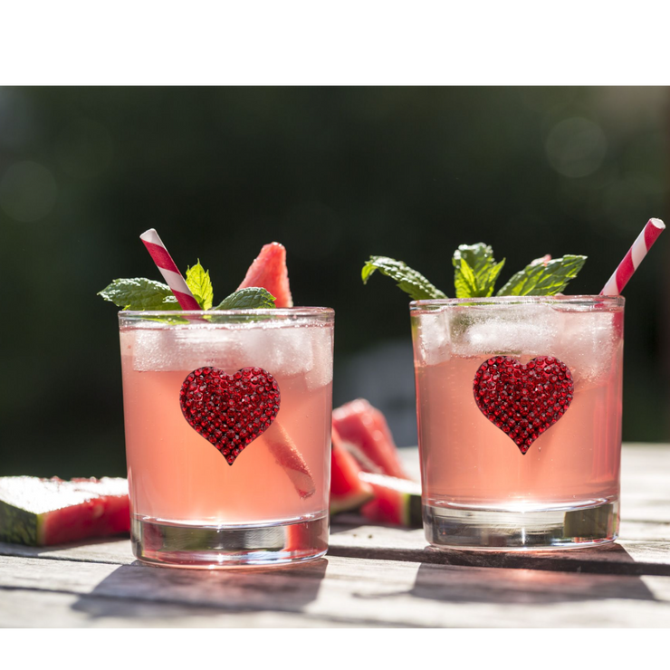 Red Heart Jeweled Double Old Fashioned Wine Glass