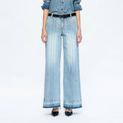 MID RISE WIDE LEG JEANS WITH RAW HEM BYW8167