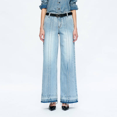 MID RISE WIDE LEG JEANS WITH RAW HEM BYW8167