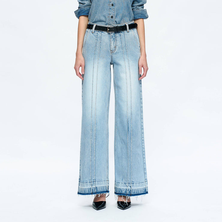 MID RISE WIDE LEG JEANS WITH RAW HEM BYW8167