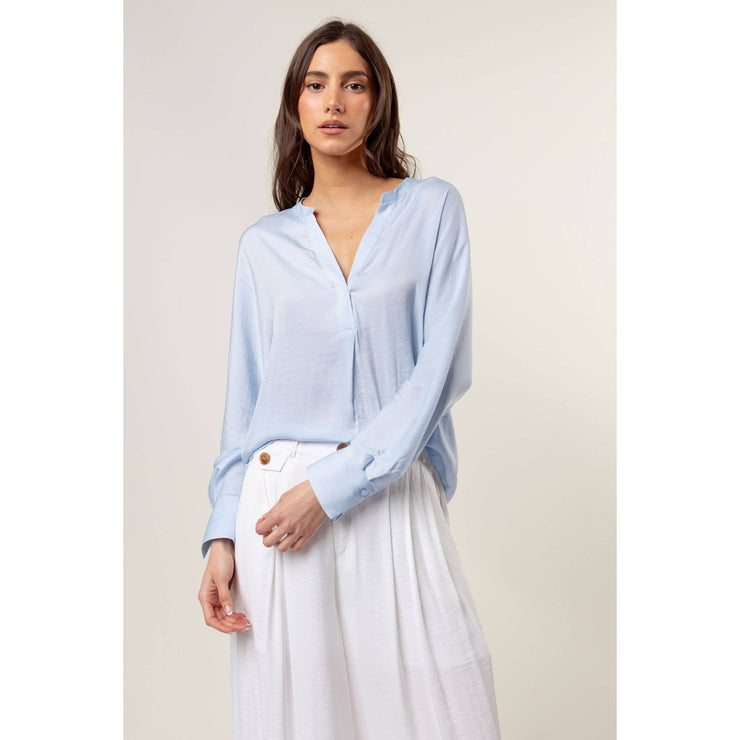 Silky Satin Popover Blouse