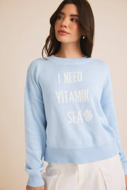 LONG SLEEVE SLOUCHY "I NEED VITAMIN SEA" LT WEIGHT SWEATER