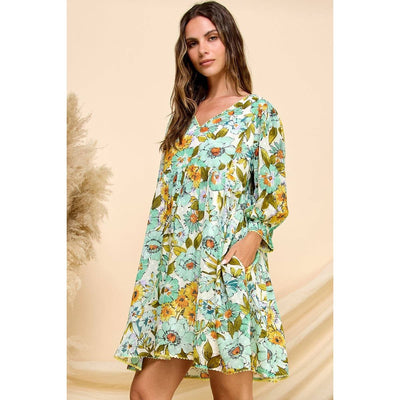 Retro Chic Polka Dot Flower Babydoll Dress