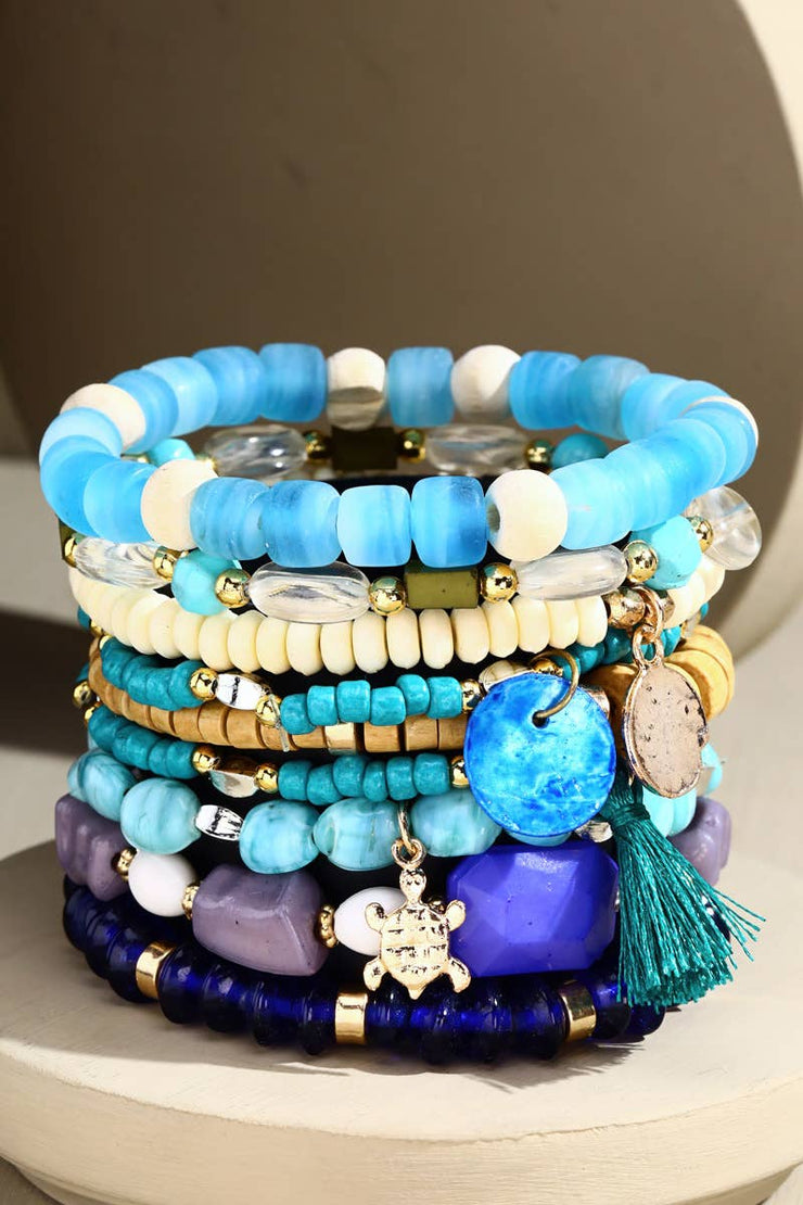 Nina Layered Glass & Natural Stone Bead Bracelet