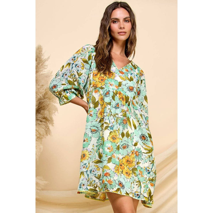 Retro Chic Polka Dot Flower Babydoll Dress