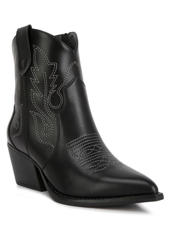 Aries Ankle Length Block Heel Cowboy Boots