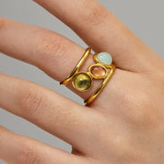 Dalia 18K Gold Plated Stainless Steel Ring with Inlay Stones